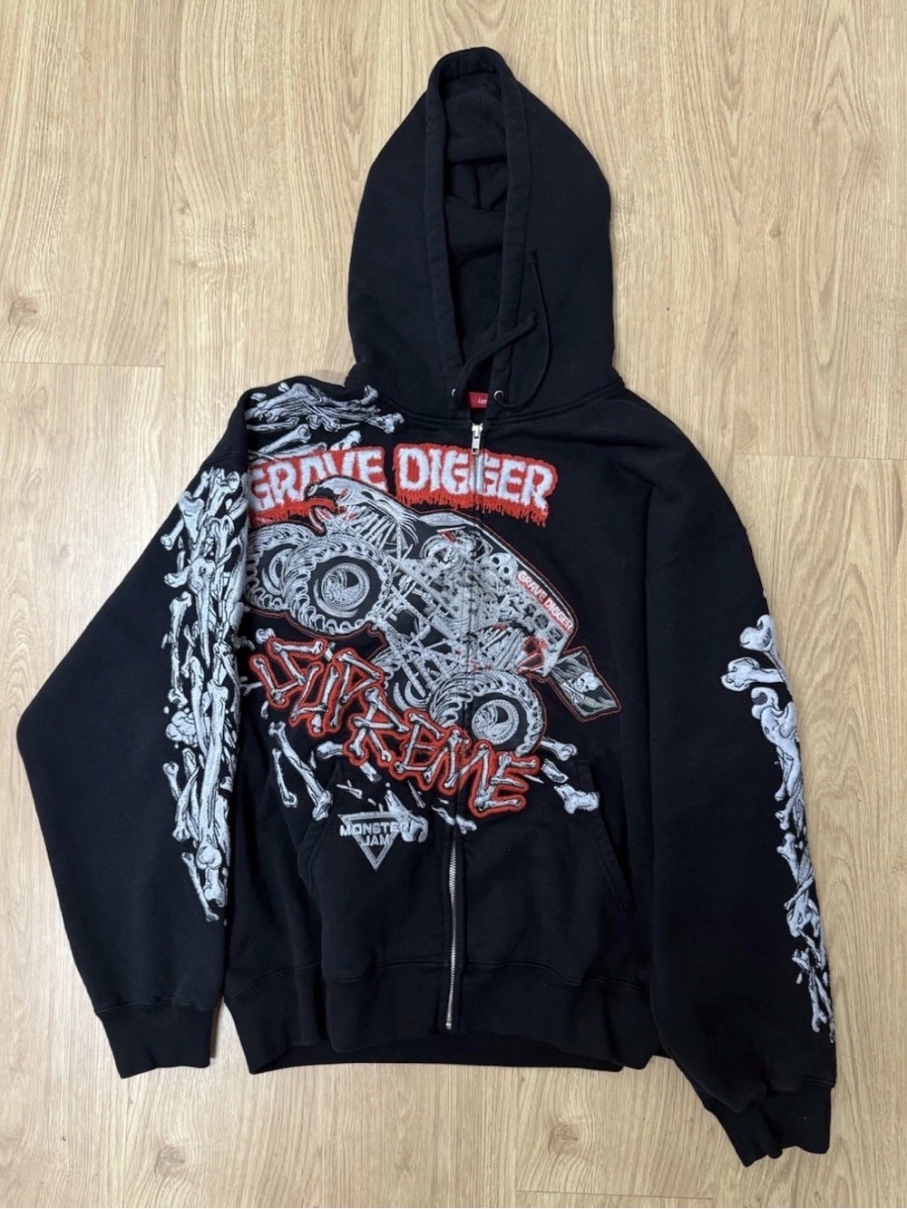 Supreme Black Zip Hoodie monster Jam grave digger